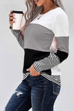 Daspkuwy Women's Sweaters Crew Neck Cute Warm Winter Tops for Women Long Sleeve Exercise Running Shirts Colour Block Striped Teens Jumper Gray XXL