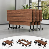 4Pack Folding Conference Room Tables,Modular Mobile Conference Table,Dynamic Joinable Seminar Training Table,Stackable Office Meeting Tables for Classroom Training Center Library(4,Walnut,47.2in)