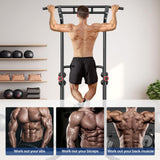 BangTong&Li Power Tower, Pull Up Bar Dip Station/Stand for Home Gym Strength Training Workout Equipment (Black-02)