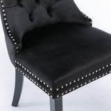 MOOLSUN Velvet Dining Chairs Set of 6, High Back Side Chairs, Modern Padded High-End Tufted Upholstered Chairs with Button-Tufted Back & Rear Pull Tabs, Solid Wood Legs E-Black(Solid Wood Legs)