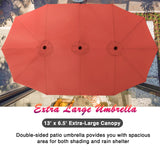 PHI VILLA 8 Pcs Patio Dining Set w/ 13ft Double-Sided Patio Umbrella