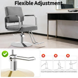Pro Barber Salon Chair with Hydraulic Pump, 441lbs Heavy Duty Salon Chair Leather Seats Beauty Spa Hair Styling Chairs, 360° Rotatable Multi-Function Footrest for Hair Stylist Barbershop(Grey&Silver)