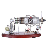 MechPuConToy 16-Cylinder Swash Plate Stirling Engine Generator Model with Voltage Digital Display Meter and LED