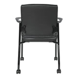 Office Star FL Series Faux Leather Padded Guest Chair with Built-in Lumbar Support, Black with Black Frame