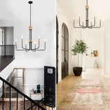 LXWNYY Modern Black and Gold Chandelier,6-Light Farmhouse Chandelier for Dining Room Light Fixtures Ceiling Hanging Industrial Chandelier Light Fixture for Kitchen Living Room Bedroom Entryway