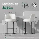Ollega 26" White Counter Height Bar Stools Set of 4, Anti-Pinch Swivel