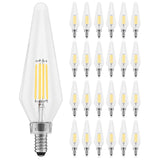LUXRITE E12 Candelabra LED Light Bulbs 60 Watt Equivalent, 4000K Cool White, Enclosed Fixture Rated, Dimmable Chandelier Light Bulbs, 4.5W, 500 Lumens, HX10.5 Glass, Wet Rated, UL Certified (24 Pack)