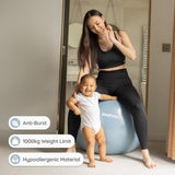 BABYGO Birthing Ball - Pregnancy Yoga Labor & Exercise Ball & Book Set Trimester Targeting, Maternity Physio, Birth & Recovery Plan Included Anti Burst Eco Friendly (Mist, 65cm)