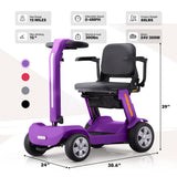 SKRT Mobility Scooters for Seniors, 15 Miles Electric Powered Mobility Scooter, Integrated Foldable Mobility Scooter 300lbs Capacity, Handicap Scooters for Adults, Elderly, for Travel (Purple02)