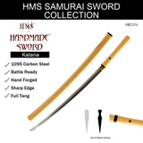 1095 Clay Tempered Shirasaya Katana, Hand Forged Full Tang Blade