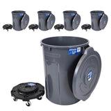 Gray 44 Gallon Trash Can Set (Trash Can, Quiet Dolly, and Reinforced Lid