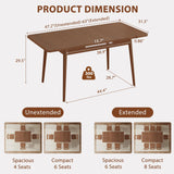Solid Wood Extendable Dining Table for 4-8 People with Seamless Extension from 47.2 to 63 Inches