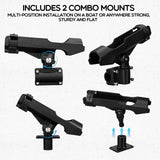 4 Pieces Fishing Rod Holder for Boat Adjustable Swivel Fishing Pole Holders Fishing Accessories, Black Liliful