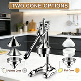 Citrus Juicer Manual Juicer Press - Professional Heavy Duty Cold Press Fruit Extractor for Pomegranate, Citrus, Lemon, Orange - Easy to Clean Stainless Steel Construction