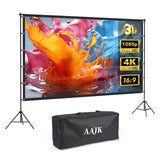 AAJK 100in Outdoor Projector Screen with Stand,Portable 16:9 4K HD Indoor Outdoor Projection Screen with Wrinkle-Free Design, Ideal for Home Theater and Backyard Cinema – Includes Carry Bag