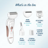 Conair All-In-1 Body and Facial Hair Removal for Women, Cordless Electric Trimmer & Shaver, Perfect for Face, Ear/Nose, Eyebrows, Legs, and Bikini Lines