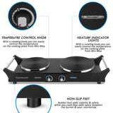 1800W Hot Plate Portable Electric Stove Countertop Double Burner | 7.5” Cooktop for RV/Home/Camp, Compatible for All Cookware Techwood