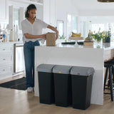 3 Pack | Linkable Waste and Recycling Bin with Swing Top and Lift Up Lid, for Kitchen, Office, Home