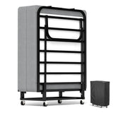 WATHPUR Folding Bed with Mattress, Portable Foldable Bed for Adults, Roll Away Guest on Wheels, Memory Foam Mattress and Metal Frame, Space Saving Fold Up for Easy Storage