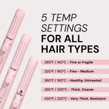 L'ANGE HAIR Le Duo Grande 360° Airflow 2 in 1 Straightener and Curler | 1 Inch Curling Wand & Titanium Flat Iron with 5.3" Plates | Hair Straightener & Curler for Long Hair (Blush)