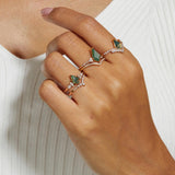 Oseew Natural Moss Agate Ring Set Kite Cut Moss Agate and Lab Diamond Engagement Ring for Women 10K/14K/18K Gold/Sterling Silve Kite Moss Agate Wedding Ring for Women Free Engraving