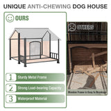 MEDEHOO 47.2'' Extra Large Dog House Outdoor with Heater and Insulated Liner for Winter, Weatherproof Dog Kennel with Anti-bite Metal Frame and Porch, Insulated Dog Shelter for Large Breeds