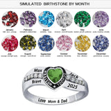 Oseew 2027 Custom Heart Birthstone Class Ring for Men Women