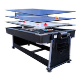 RACK Triad 7-Foot 3-in-1 Multi-Game Swivel Billiard/Pool Table (Black Felt with Black Body) – Pool, Table Tennis & Air Hockey Combo Game Table for Adults & Kids, Home Game Rooms