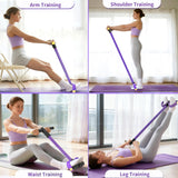 Pedal Resistance Bands with Handles, Upgrade 6-Tubes Manual Tension Training Pedal, Natural Rubber Foot Pedal Resistance Bands, (Purple)