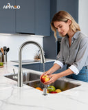 APPASO Touchless Kitchen Faucet with Pull-Down Sprayer, Kitchen Sink Faucet Touchless Brushed Nickel, Single Handle Hands-Free Motion Sensor Faucets Suitable for 1 or 4-Hole Sink, Stainless Steel