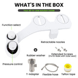 Terapaton RV Bidet for Camper Toilet, Non-Electric Toilet Sprayer Attachment with Dual Nozzles, Adjustable Pressure, Front/Rear/Self Cleaning, Upgrade for Trailer, Motorhome, RV Bathroom (White-Black)