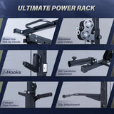 MAJOR FITNESS Drone3 Power Rack, 2500lbs Multi-Function Home Gym Squat Rack with Dual Pulley System