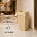 Getzi 10 Pack Beige 50 Gallon Commercial Trash Cans with Lids, Extra-Large Square Resin Waste Bins with Built-in Handles for Restaurant, Warehouse, School, Office and High-Traffic Areas