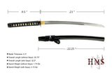 Hand Forged Folded Steel Musashi Wakizashi, Full Tang Samurai Sword