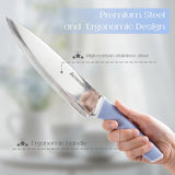 Astercook Kitchen Knife Set with Block and Sharpener 15 Piece German High Carbon Stainless Steel Knives Sharp Blade Dishwasher Safe Deba Knives with Ergonomic Handle, Delicate Blue