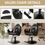 EITPETPORT Black Salon Barber Chair, Reclining Salon Chair for Hair Stylist for Home, Barber Chair with Hydraulic Pump, 360° Swivel, Beauty Hairdresser Chair Equipment for Spa, Tattoo and Shampoo