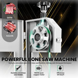 1500W Bone Saw Meat Cutter, 316 Stainless Steel Industrial Butcher Tool Meat Saw, 0.04"-8.0" Cutting Thickness Meat Band Saws, 460 LBS/H High Speed for Butchering for Steak Beef