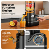 AIRMSEN Juicer Machines, 5.8" Feed Chute Cold Press Juicer for Whole Fruit and Vegetable, 2.2 qt Auto-Feed Time-Saver, 7+1-Stage New Upgraded Auger Slow Masticating High Yield, Easy to Clean Black
