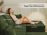 Living&Giving 101" U-Shaped Cloud Sectional Couch for Living Room, Cloud Boneless Couch-No Assembly with Reversible Chaise, Customizable 3-Seat Modular Sectional Sofa with 2 Ottoman, Green
