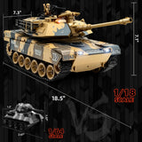 DBshoot 1/18 US M1A2 Army Tank, 2.4GHz Remote Control Model Toys, Smoke & Sound & LED Lights & Recoil Effects. RC Tank Perfect Collectible，6+ Gift Kids and Adults