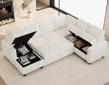 Belffin Corduroy Sleeper Sofa Bed with Storage Chaise Modular Sectional Sofa Couch