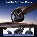 Hybird Active Noise Cancelling Bluetooth 6.4 Headphones Wireless 140 Hrs Playtime ANC & Battery Display Over Ear Headphones With ENC Mic Hi-Res Audio Comfort Earcup Headphones for Travel Game Music
