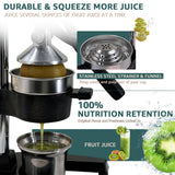 XYJBHB Commercial Heavy Duty Manual Citrus Juicer Press - Professional Cast Iron Hand Orange Squeezer with 304 Stainless Steel Strainer & Cup - Fruit Extractor for Pomegranate, Lemon, Lime - Black
