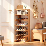 sdowens 7-Tier Vertical Shoe Rack, Bamboo Free Standing Shoe Rack Shelf, Shoe Storage Stand, Entryway Shoe Tower, Vertical Shoe Organizer for Narrow Closet, Entryway, Hallway