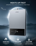 APUS Tankless Water Heater Natural Gas, Up to 4.42 GPM, Indoor Tankless Water Heater, 95,000 BTU on Demand Instant Hot Water Heaters with Smart Digital Display,Space Gray