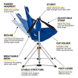 KingCamp Hammock Camping Chair Swinging Recliner Chair for Backyard Lawn Beach Camp Outside Indoor Adults Portable Lounger Folding Chair Hold Up to 300lbs with Carrying Bag Cup Holder (Blue/Grey)