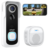 ieGeek Doorbell Camera Wireless No Subscription, 2K 3MP HD View PIR Motion Detection, Wireless Video Doorbell with Chime 2-Way Talk, Only Supports 2.4GHz WiFi, Local & Cloud Storage, White