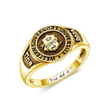 Oseew Customized Men 2027 High School Class rings Graduation (Yellow Gold)