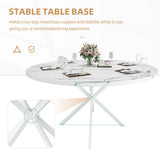 Round Dining Table for 4-6 Person, Round Kitchen Table with Wood Top, Circle Dinner Pedestal Tables with Metal Legs