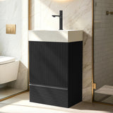 BLUHOUZZ 20" Bathroom Vanity with White Ceramic Sink, Black Fluted